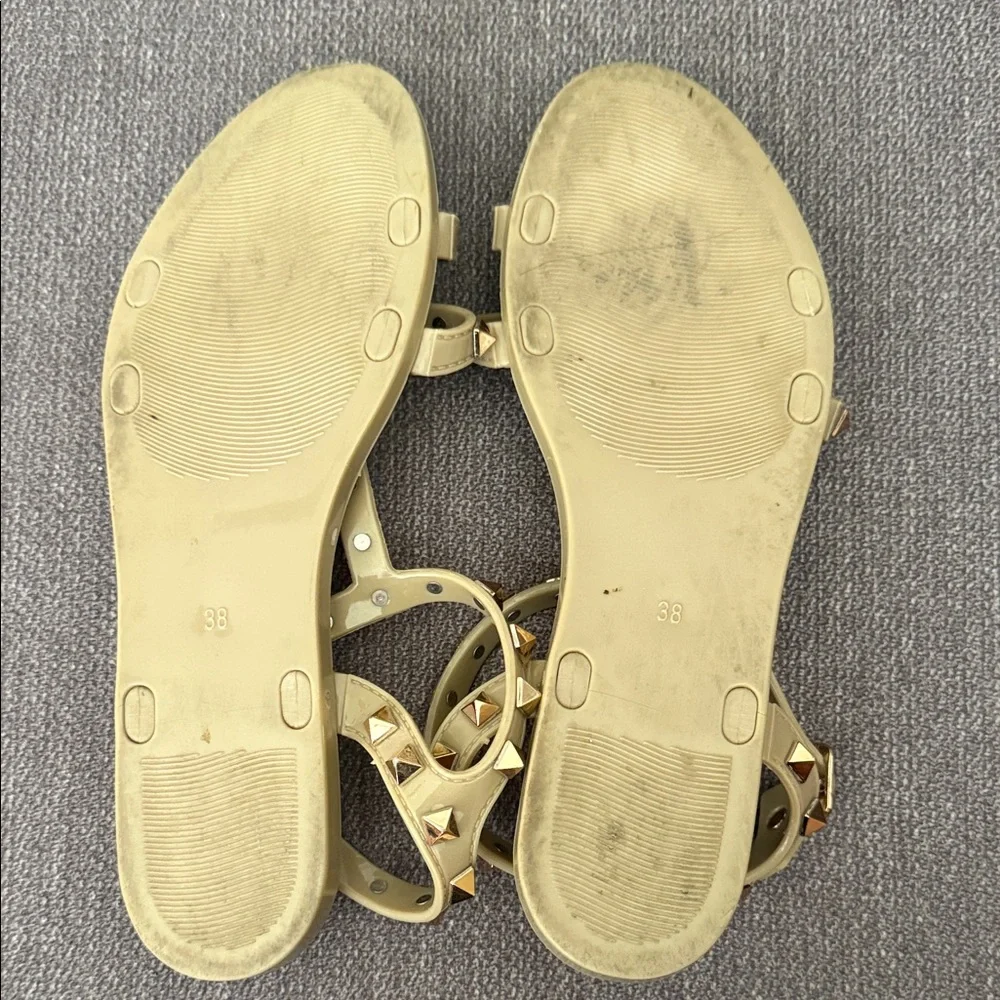Valentino Women's Gold Studded Sandals - Picture 7 of 8